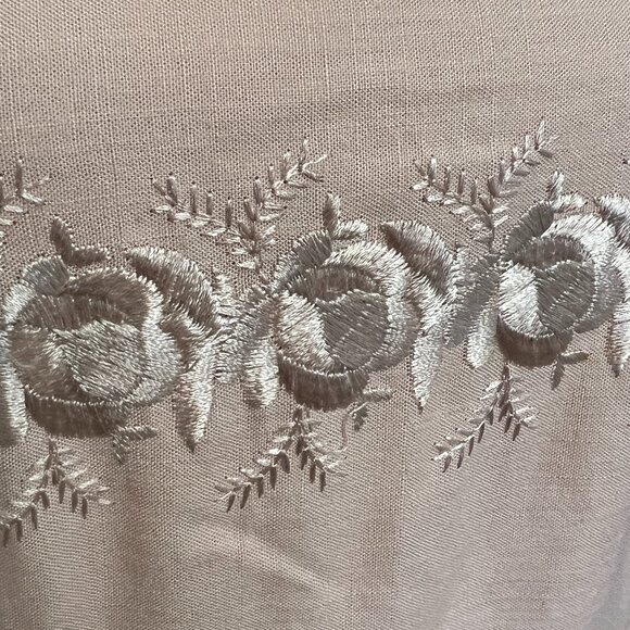 VTG Oberon Pink Embroidered Sheath Dress Women's Size 10 Linen Blend Floral - Picture 3 of 11